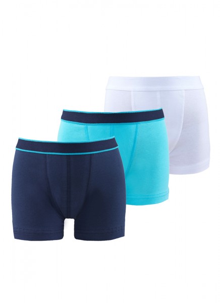Erkek Çocuk Boxer 3'lü Paket 9395 - Lacivert Aqua Beyaz - Blackspade