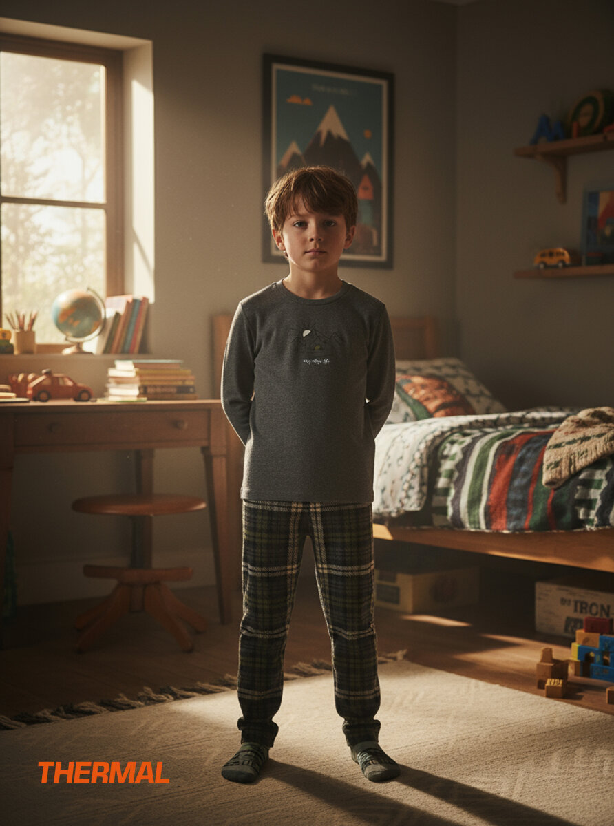 Erkek Çocuk Termal Pijama Takımı 40847 - Antrasit - Blackspade