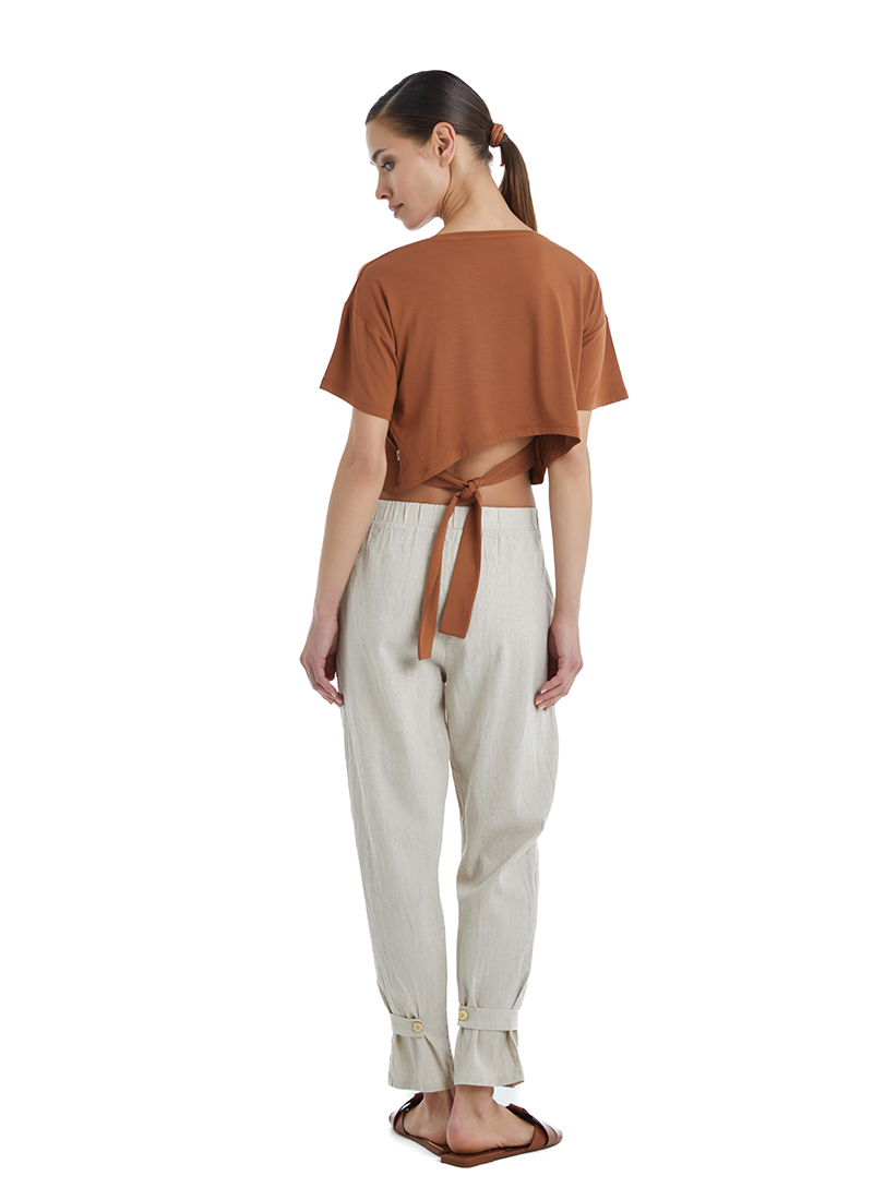 Kadın Keten Pantolon 60396 - Bej - 2