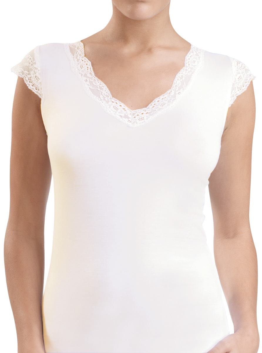 Kadın Modal Elastan T-Shirt 1348 - Krem - 1