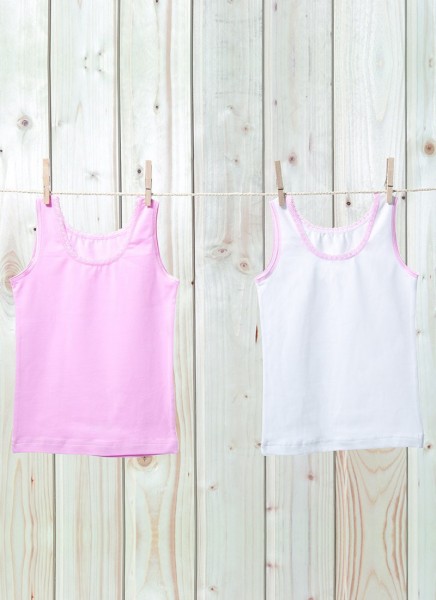 Kız Çocuk Atlet 2'li Paket 1297 - Pembe Beyaz - Blackspade (1)