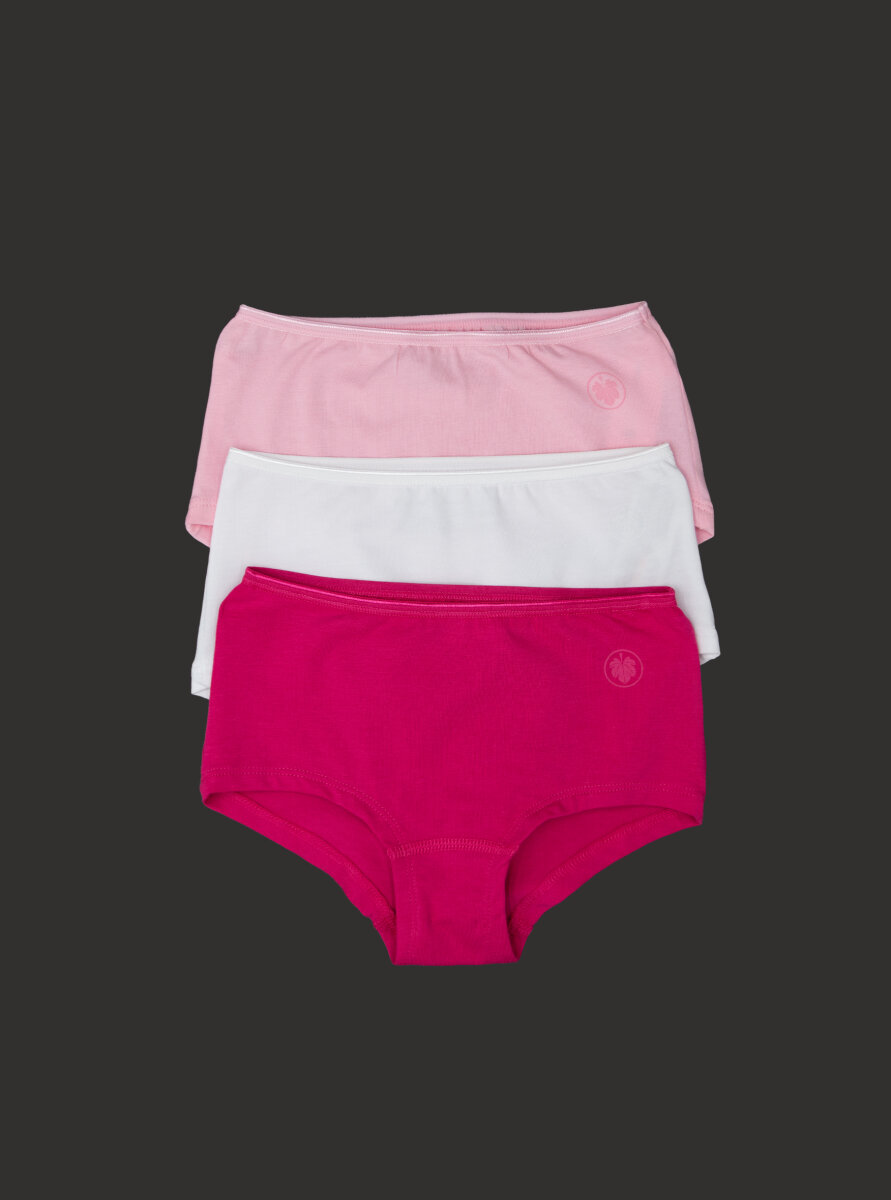 Kız Çocuk Boxer 3'lü Paket 1295 - Fuşya Pembe Beyaz - Blackspade