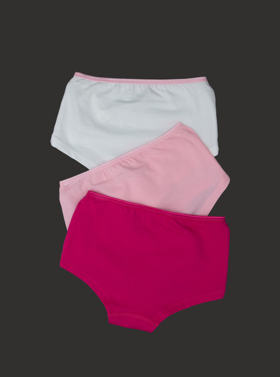 Kız Çocuk Külot 3'lü Paket 1294 - Fuşya Pembe Beyaz - 2