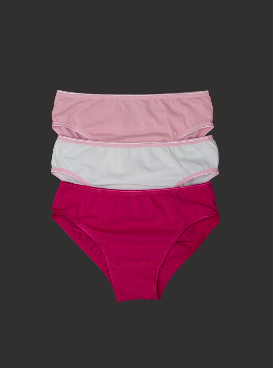 Kız Çocuk Külot 3'lü Paket 1294 - Fuşya Pembe Beyaz - Blackspade