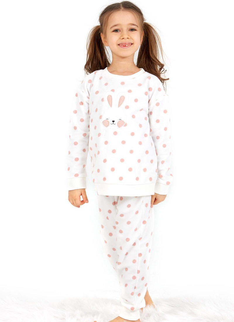 Kız Çocuk Uzun Pijama Takımı 50661 - Puantiyeli - Thumbnail