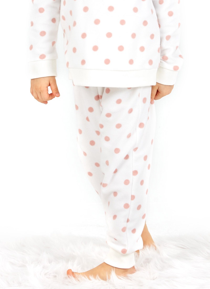 Kız Çocuk Uzun Pijama Takımı 50661 - Puantiyeli - Thumbnail